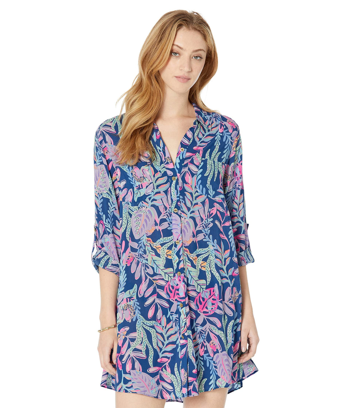 Lilly Pulitzer Natalie Cover-Up Small Oyster Bay Navy Youve Been Spotted