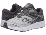 Saucony Boy's S-Cohesion 13 LTT (Little Kid/Big Kid) Grey/Citron Leather/Mesh 3 Little Kid M