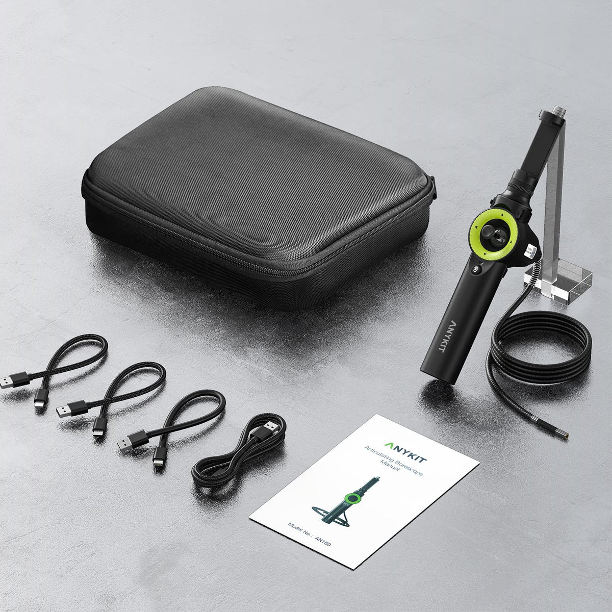 360° Articulating Borescope, Anykit Joystick Articulating Endoscope Inspection Camera with Steerable Probe for Automotive Aircraft Mechanics, Compatible with iPhone and Android (7.6mm/3.3ft)