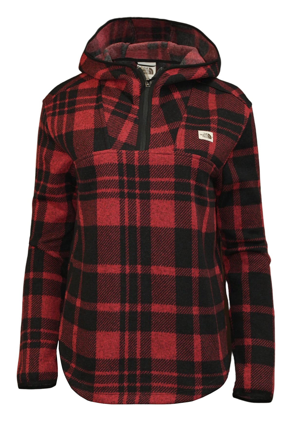 THE NORTH FACE Women's Printed Crescent Hooded Zip Pullover (Tnf Red Holiday 2 Plaid Print, Medium)
