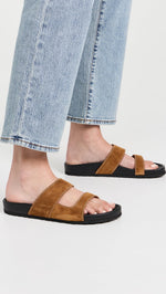 STAUD Women's Cyprus Slides, Tan, 9 Medium US