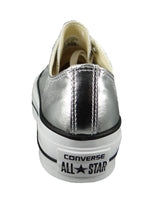 Converse Women's Chuck Taylor All Star Metallic Platform Low Top Sneaker, Silver/Black/White, 6.5 M US