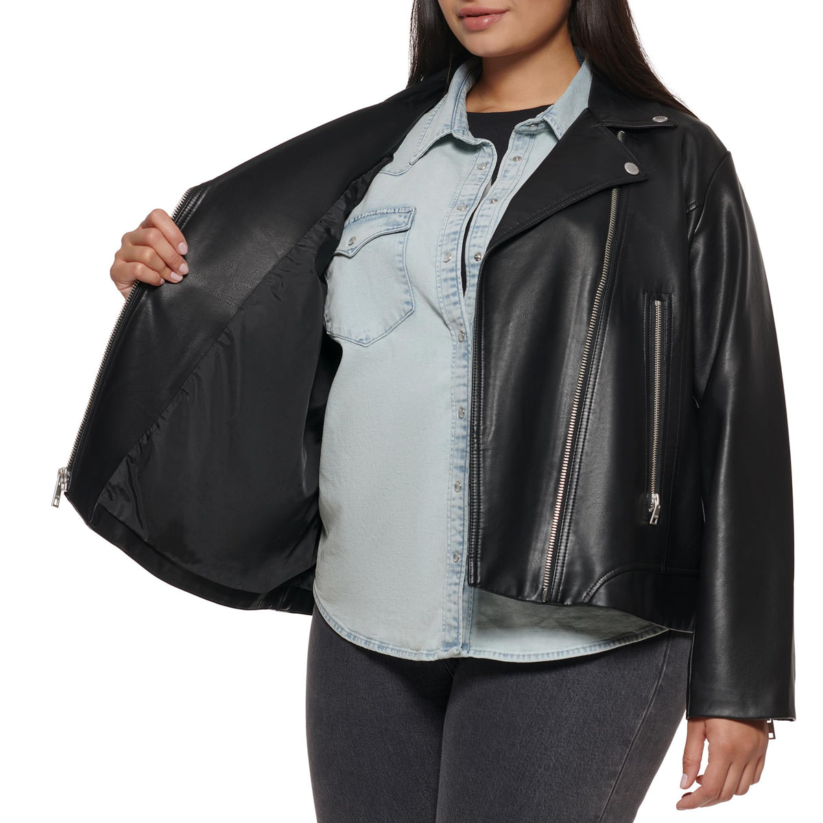 Levi's Womens Vegan 538 Moto (Regular & Plus Size) Faux Leather Jacket, Black, Small US