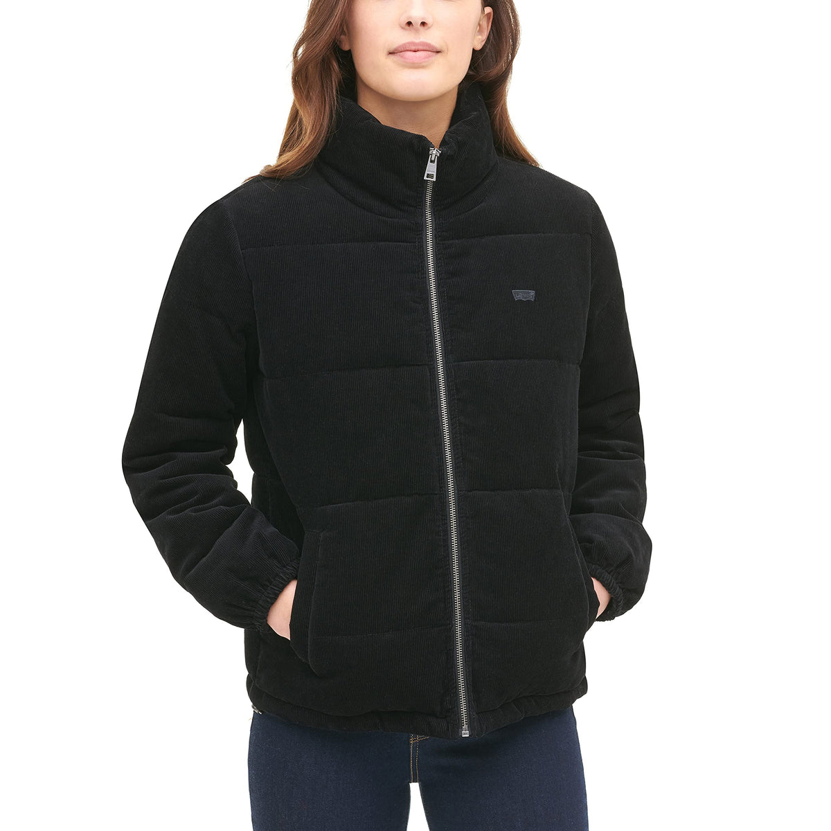 Levi's Women's Zoe Puffer Jacket (Standard & Plus Sizes), Black Corduroy, X-Large