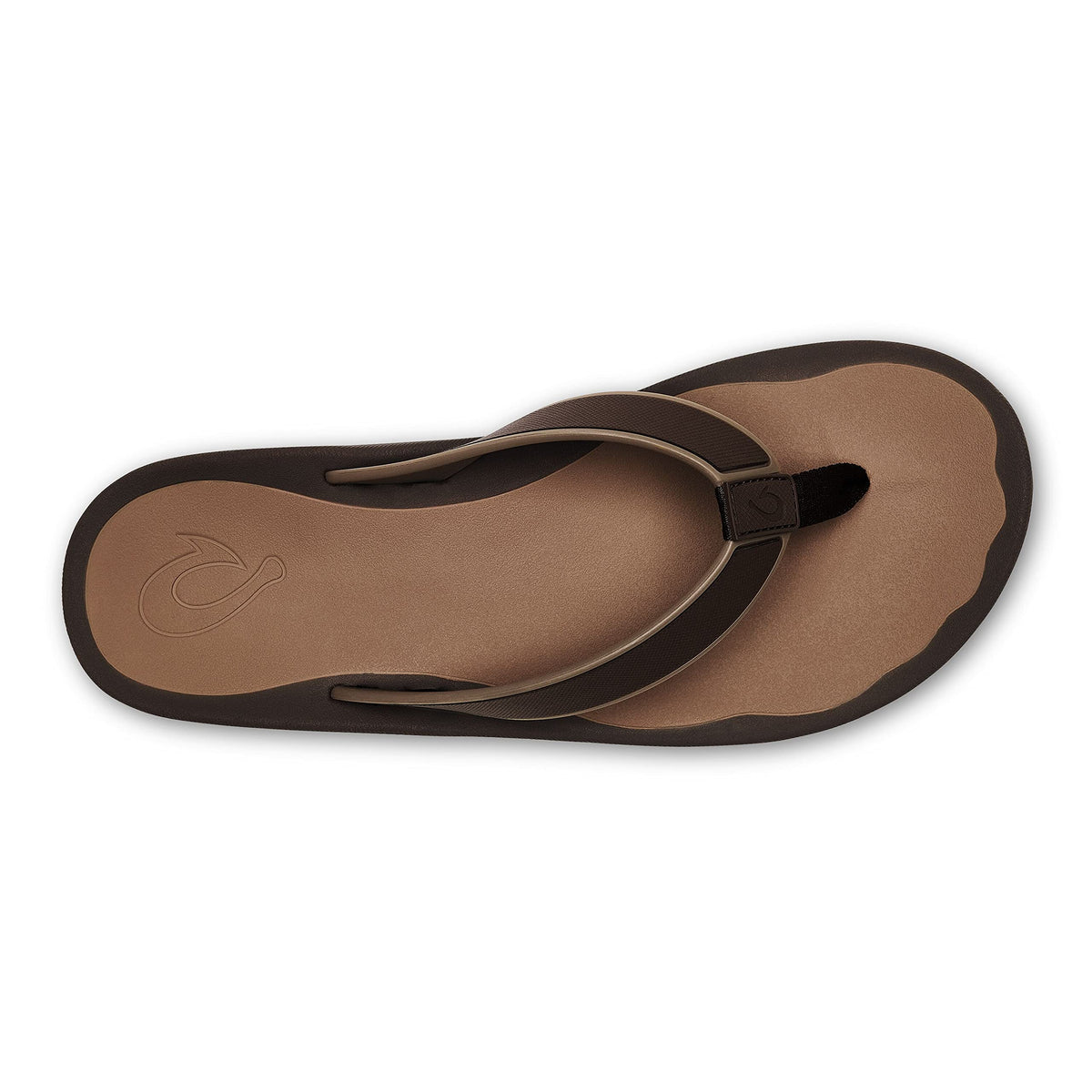 OLUKAI Koko'o Men's Beach Sandals, Quick-Dry Flip-Flop Slides, Water Resistant & Lightweight, Compression Molded Footbed & Ultra-Soft Comfort Fit, Dark Wood/Ray, 14