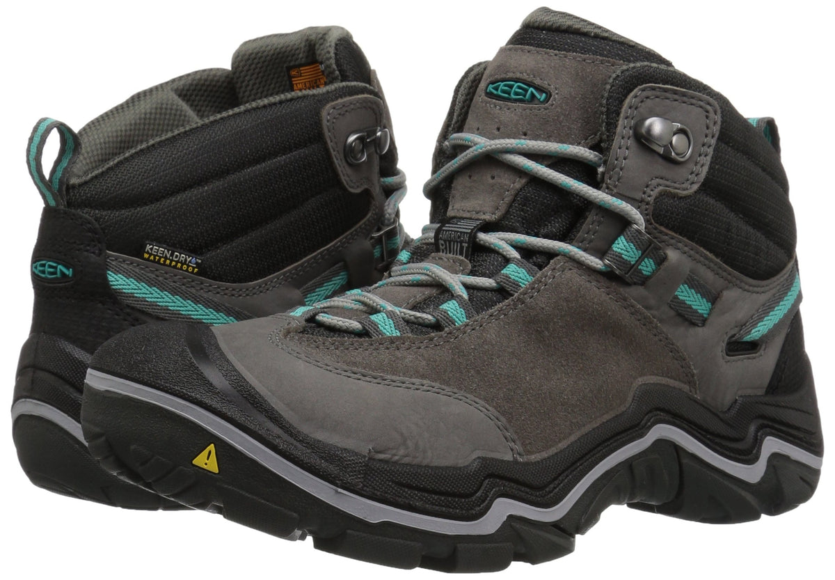 KEEN Women's Laurel Mid Height Leather Waterproof Trail Runner 6.5 Steel Grey/Baltic