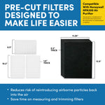 VEVA HPA300 HEPA Filter Replacement Compatible with Honeywell Air Purifier - 3 Pack of HEPA Filters w/ 4 Precut Activated Carbon Pre-Filters & Replacement Filter R
