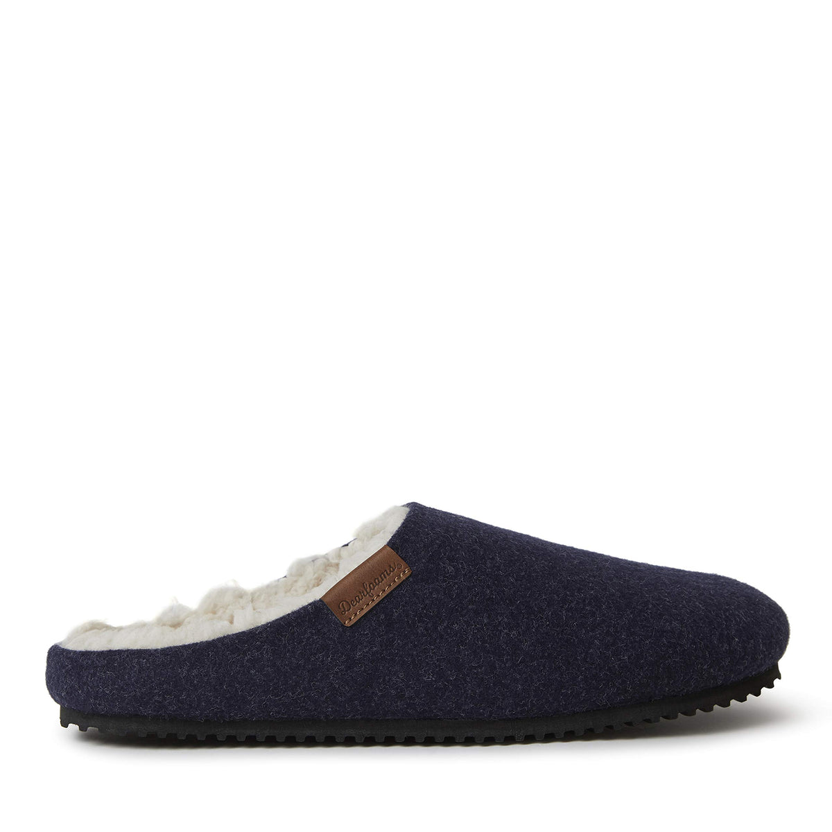 Dearfoams Men's Microwool Clog with Molded Footbed Slipper, Navy, Medium