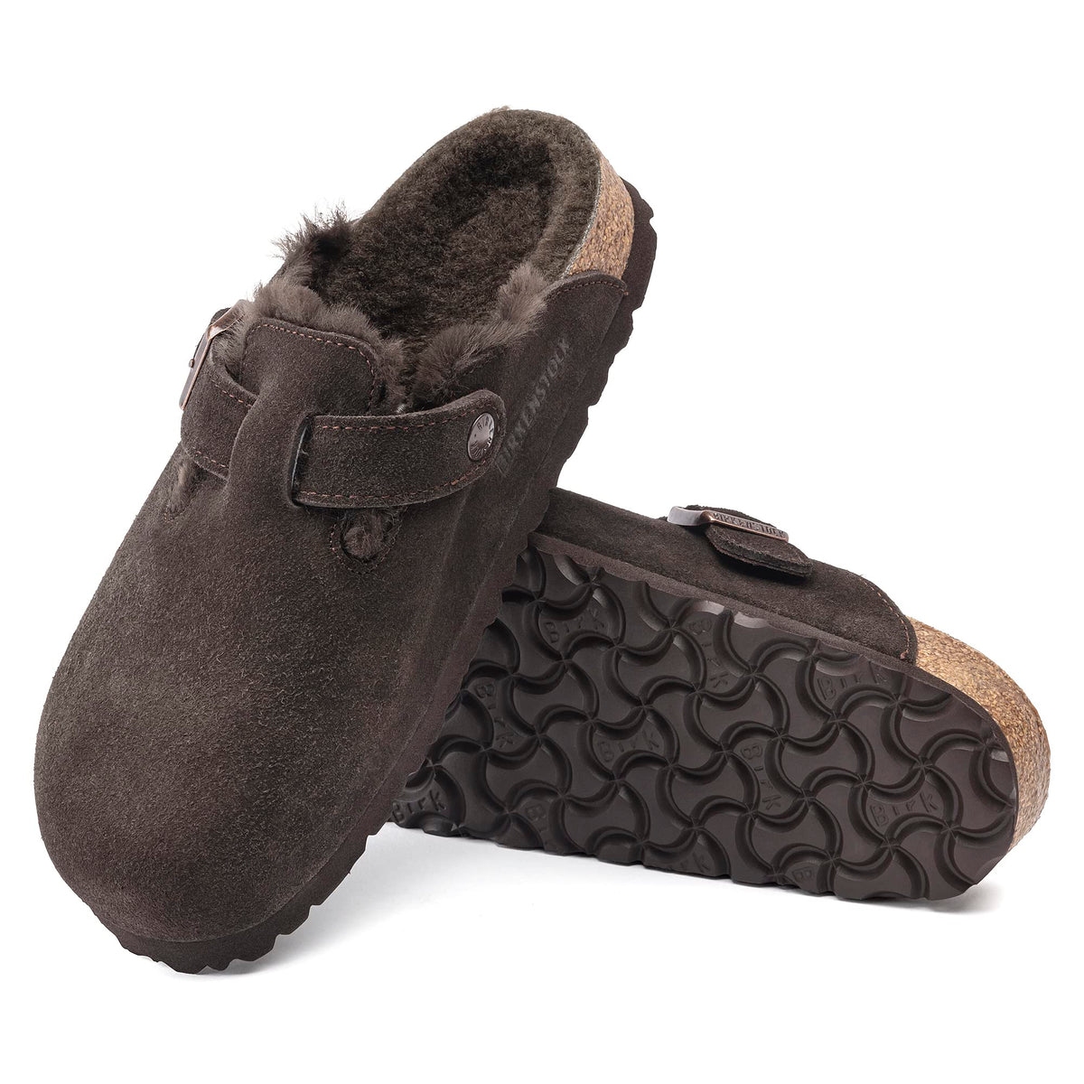 Birkenstock Boston Shearling Suede Leather Clogs M Mocha