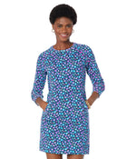 Lilly Pulitzer Beach Comber Long Sleeve Dress for Women - Crew Neckline and Ribbed Cuffs, Stunning and Comfortable Mini Dress Large Seabreeze Blue Low Tide Navy Spotted in the Wild