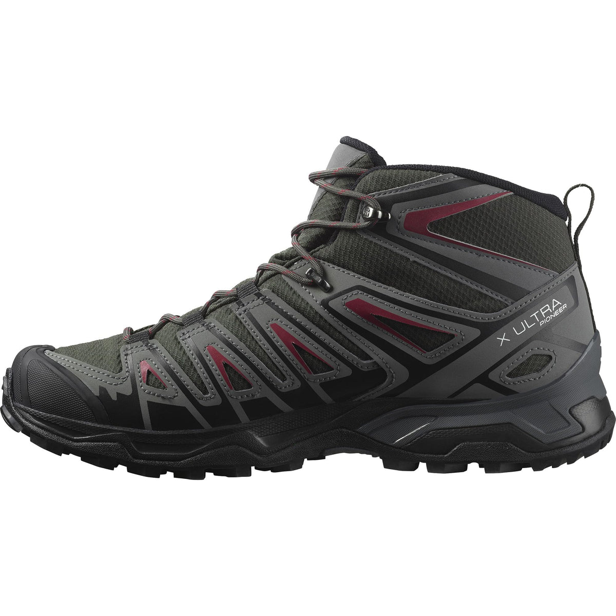 Salomon X ULTRA PIONEER MID GTX Men's Boots, Multicoloured Peat Quiet Shade Biking Red, 29.5 cm