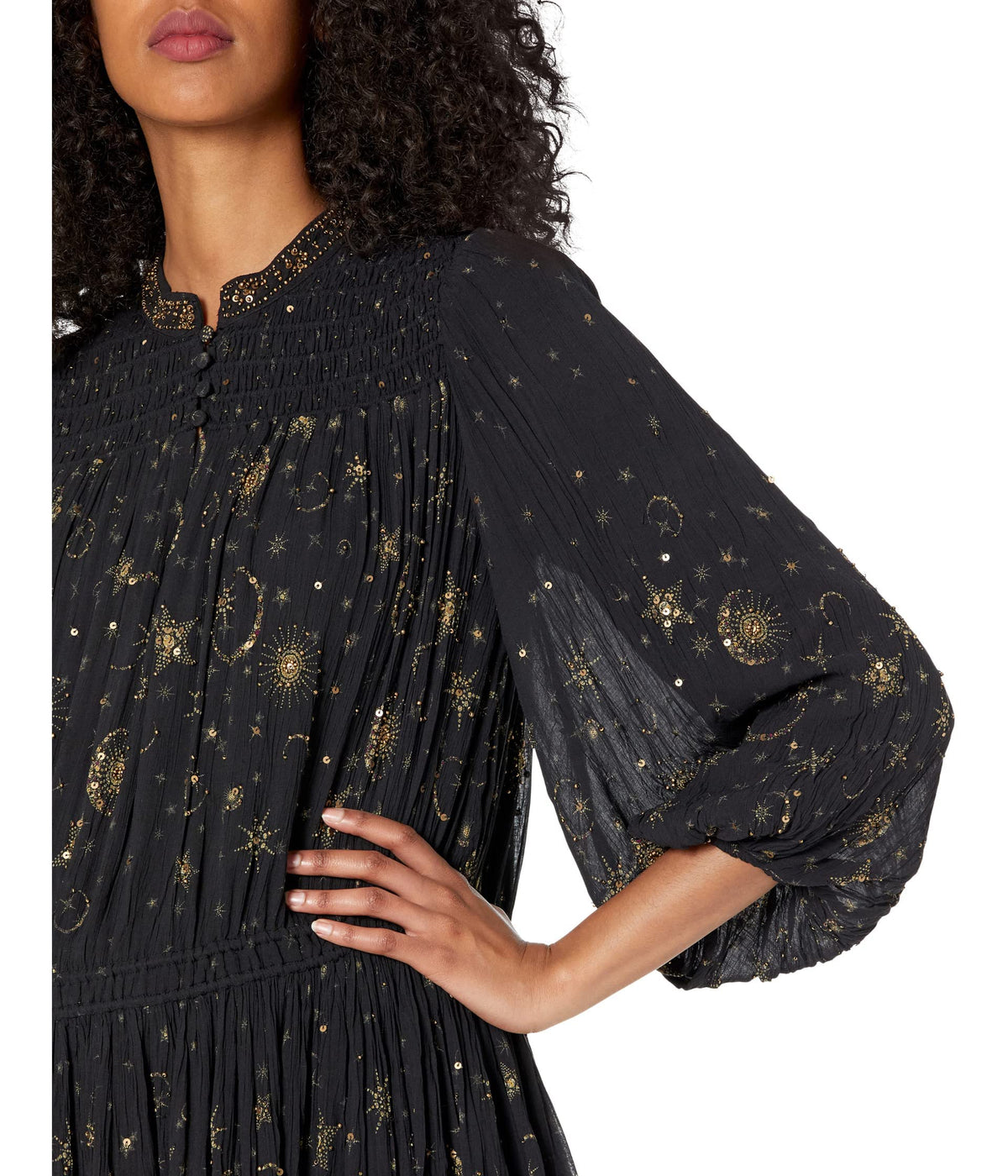 AllSaints Isobella Selene Embroidered Dress Black 2