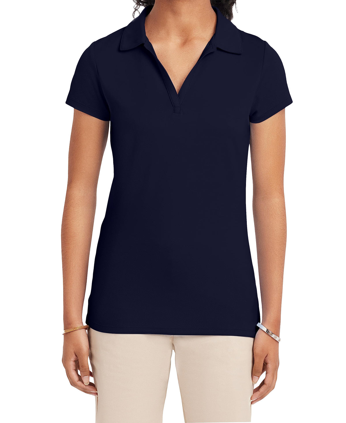 Nautica Juniors Uniform Short Sleeve Performance Polo, Navy, 3/5