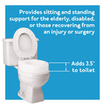 Carex Toilet Seat Riser, Elongated Raised Toilet Seat Adds 3.5 inches to Toilet Height, for Assistance Bending or Sitting, 300 Pound Weight Capacity Toilet Riser