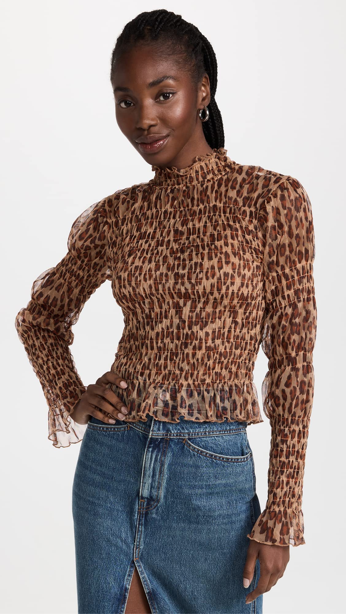Free People Women's Hello There Top X-Small Leopard Combo