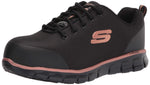 Skechers Women's Lace Up Athletic Safety Toe Industrial Shoe 6.5 Black/Gold