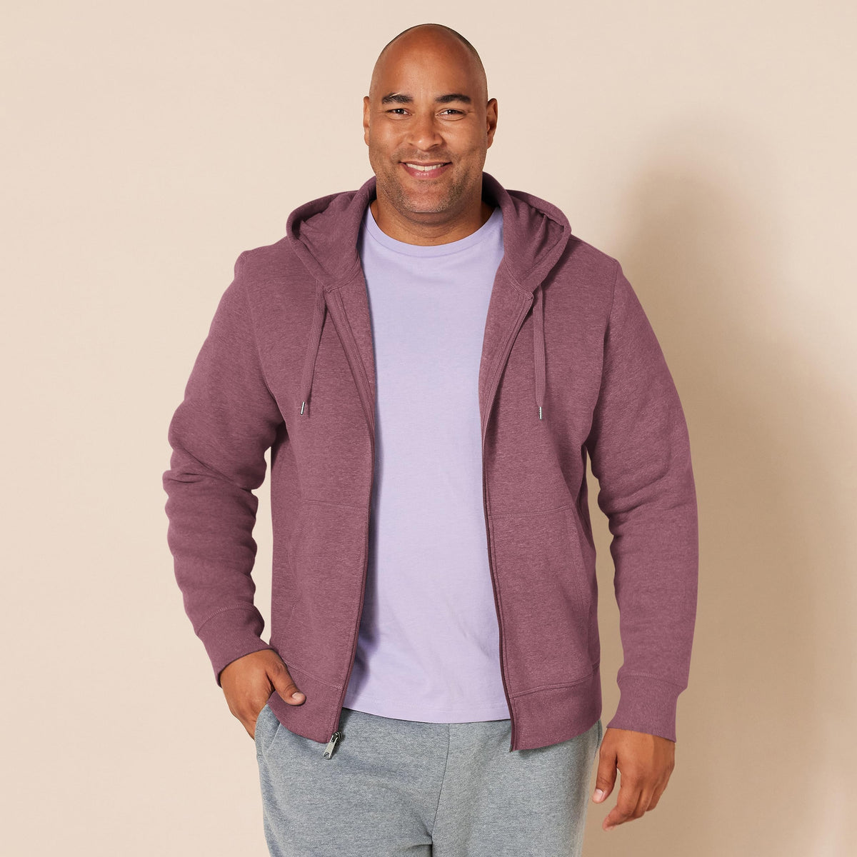 Amazon Essentials Men's Full-Zip Fleece Hoodie (Available in Big & Tall), Purple, Medium