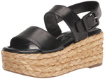 Marc Fisher LTD Women's PATRYCE Espadrille Wedge Sandal, Black 001, 7