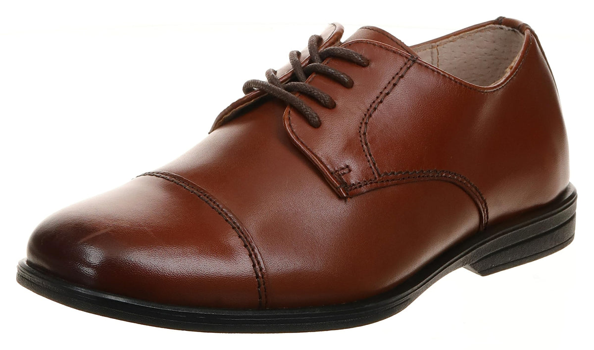 Florsheim Reveal Cap Toe Jr Boys' Toddler-Youth Oxford, 6.5 M US Big Kid, Cognac
