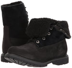 Timberland Women's Authentics Teddy Fleece Waterproof Fold-Down Nubuck Boot 10 Black