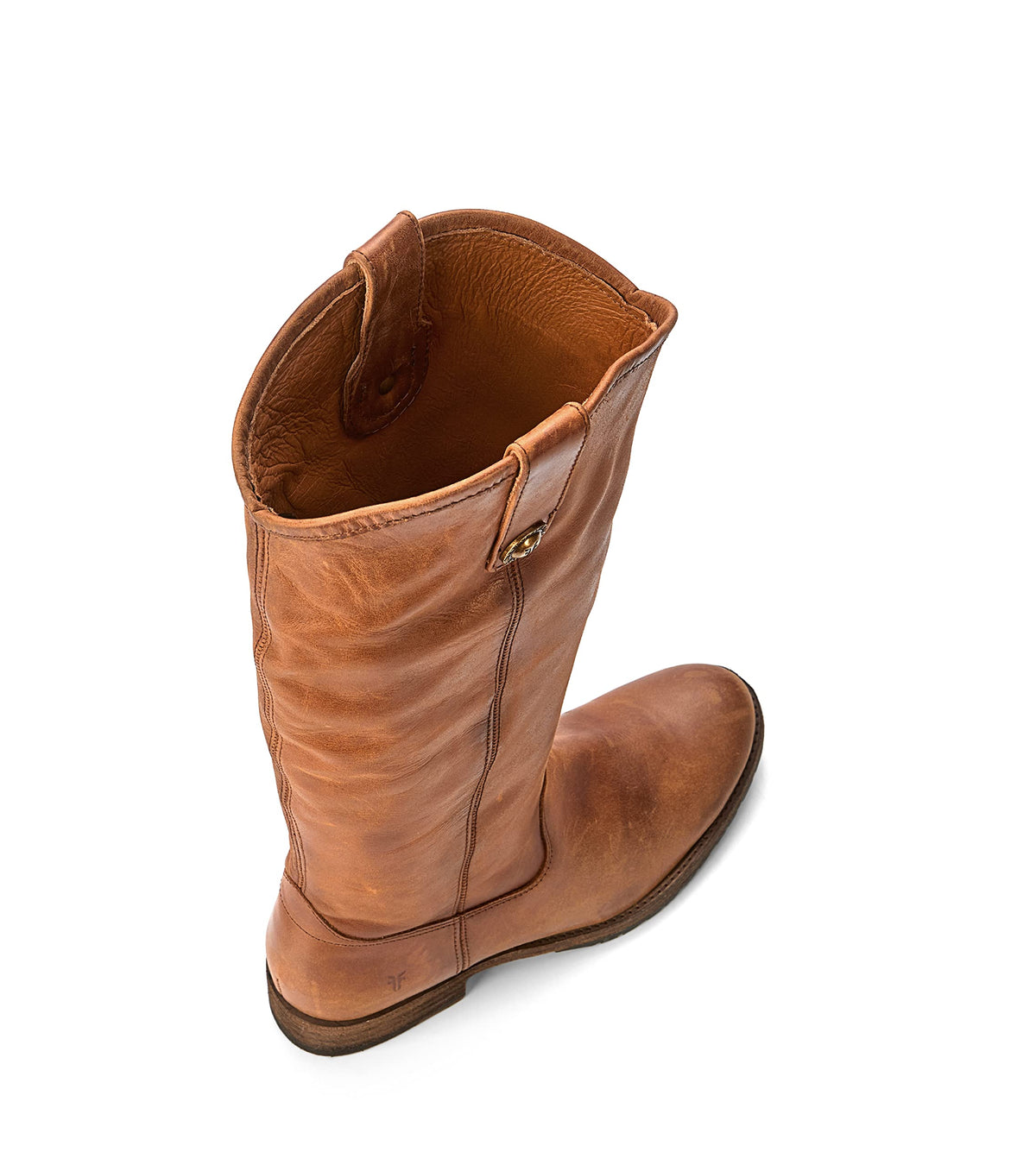 Frye Melissa Button Lug Equestrian-Inspired Tall Boots for Women Made from Hard-Wearing Vintage Leather with Antique Silver Hardware and Leather Outsole – 15 ¼” Shaft Height, Cognac - 9M