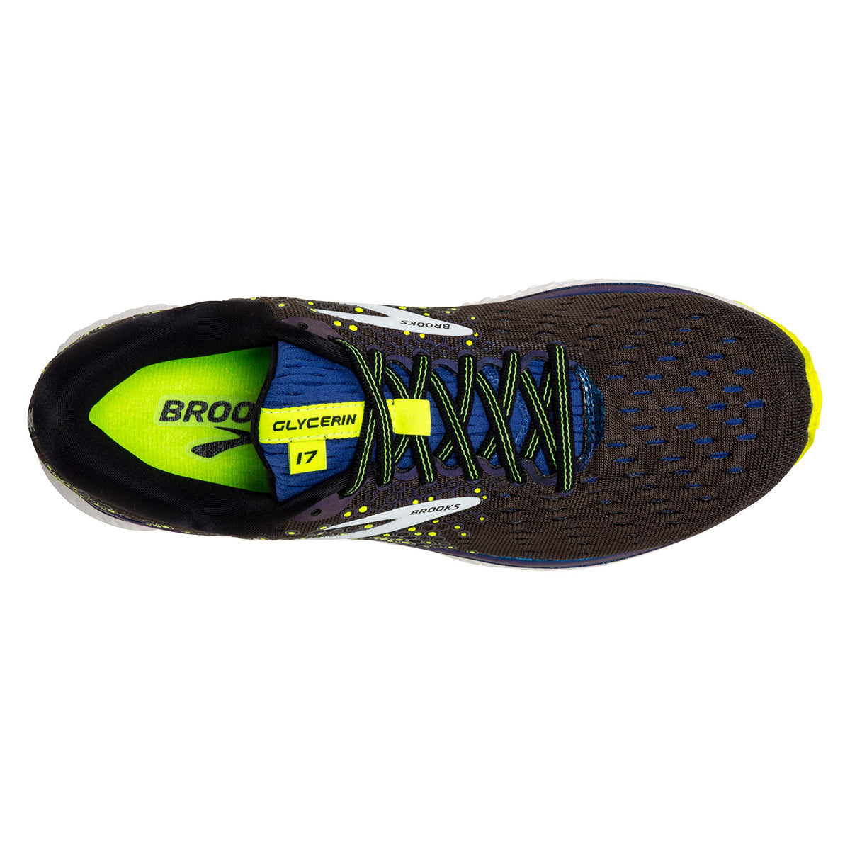 Brooks Mens Glycerin 17 Running Shoe - Black/Blue/Nightlife - 2E - 9.0