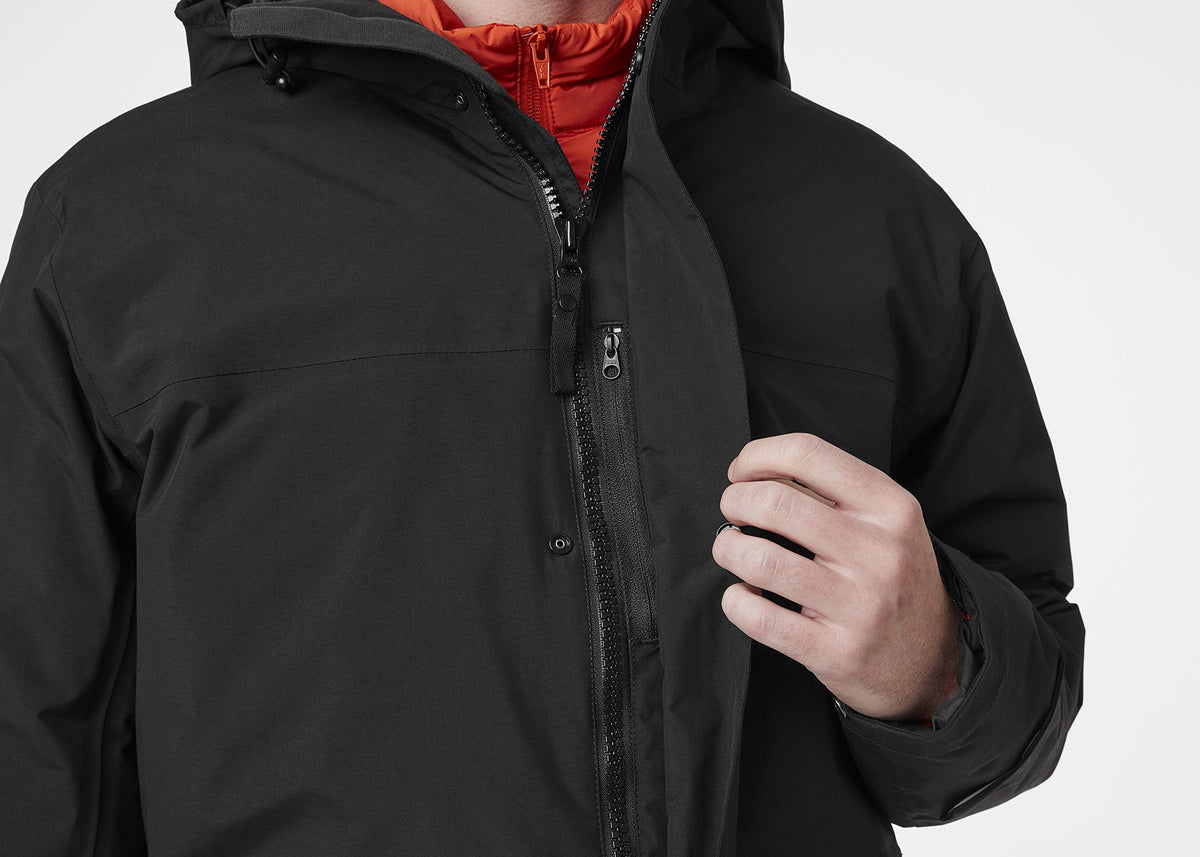 Helly-Hansen Mens Utility Waterproof Breathable Insulated Hooded Rain Jacket, 990 Black, Large