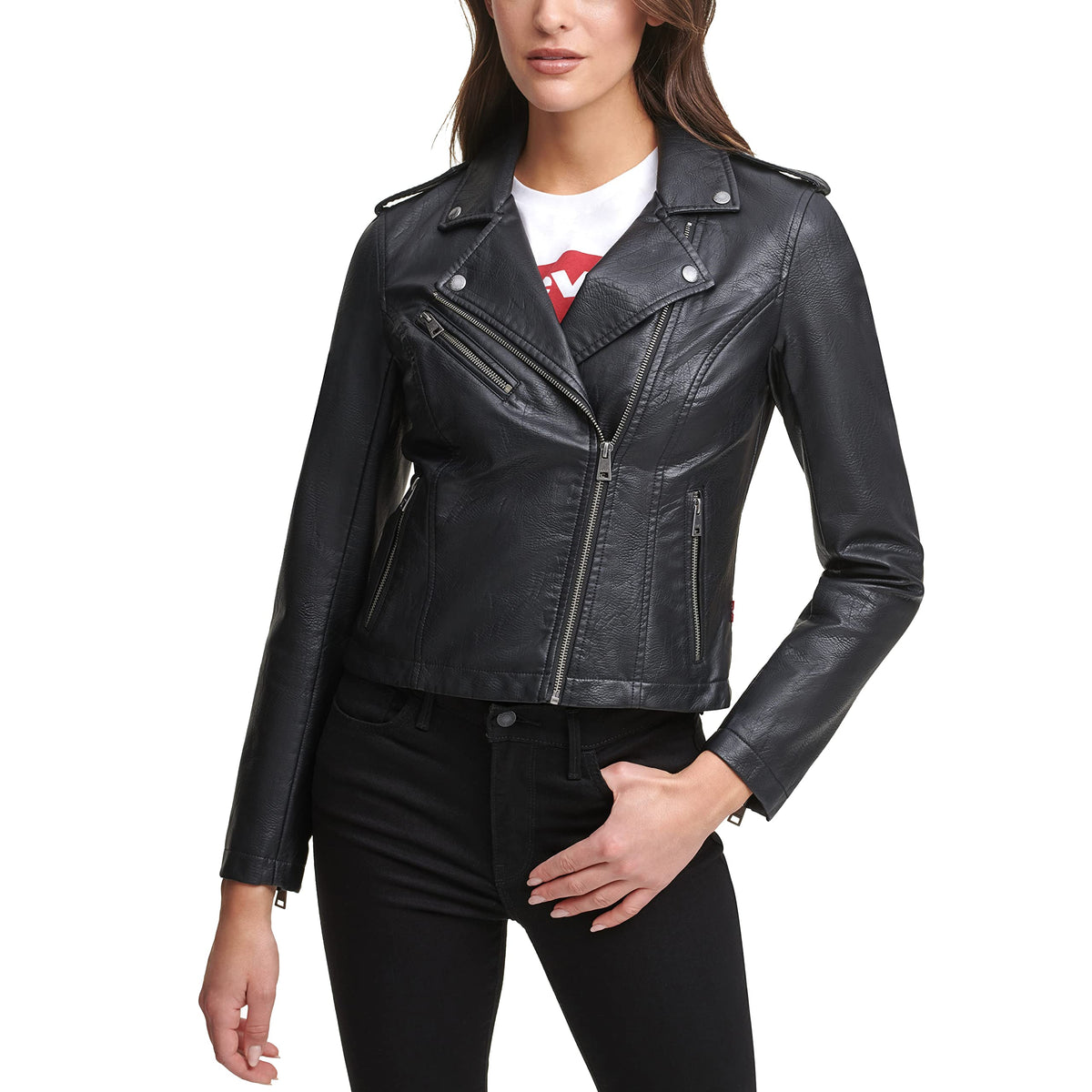 Levi's Women's Faux Leather Moto Jacket (Regular & Plus Size), Classic Black, 3X