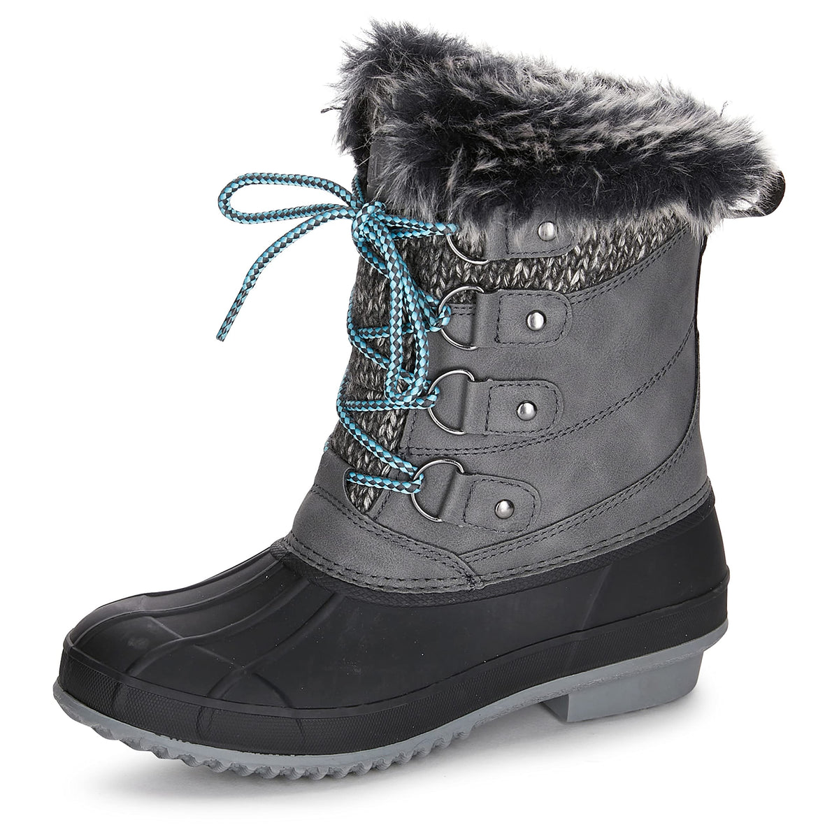 Khombu Kerigan Women's Snow Boots | Waterproof, Rubber Traction, Faux Fur Lining, Grey, 11