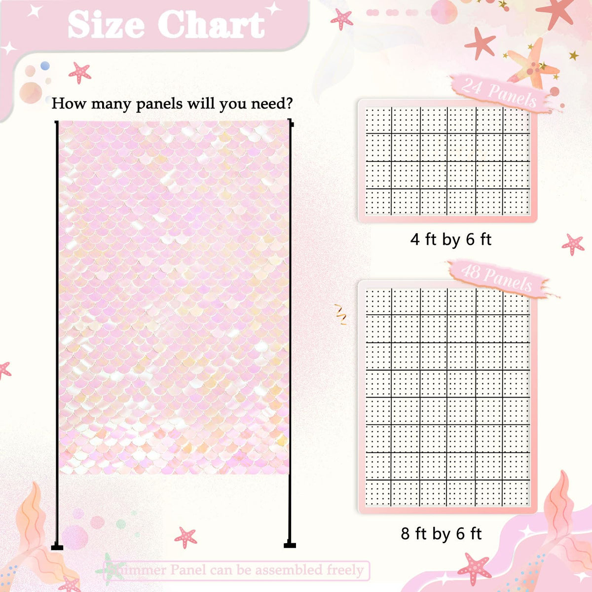 Shimmer Wall Backdrop Mermaid Panel - Glitter Panels 4ftx6ft Fish Scales Balloons Kit for Birthday Anniversary Engagement Bachelorette Parties Decorations