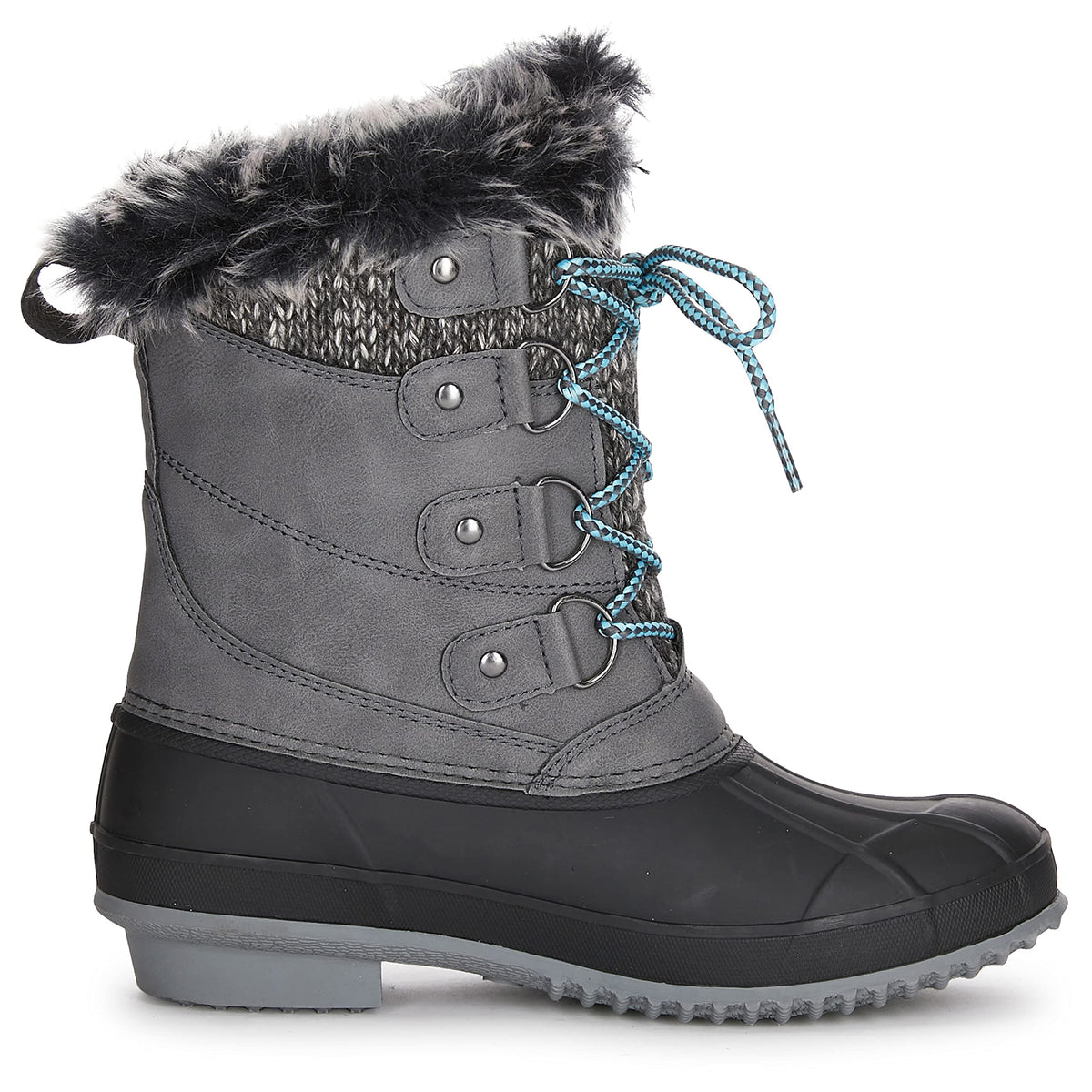 Khombu Kerigan Women's Snow Boots | Waterproof, Rubber Traction, Faux Fur Lining, Grey, 11