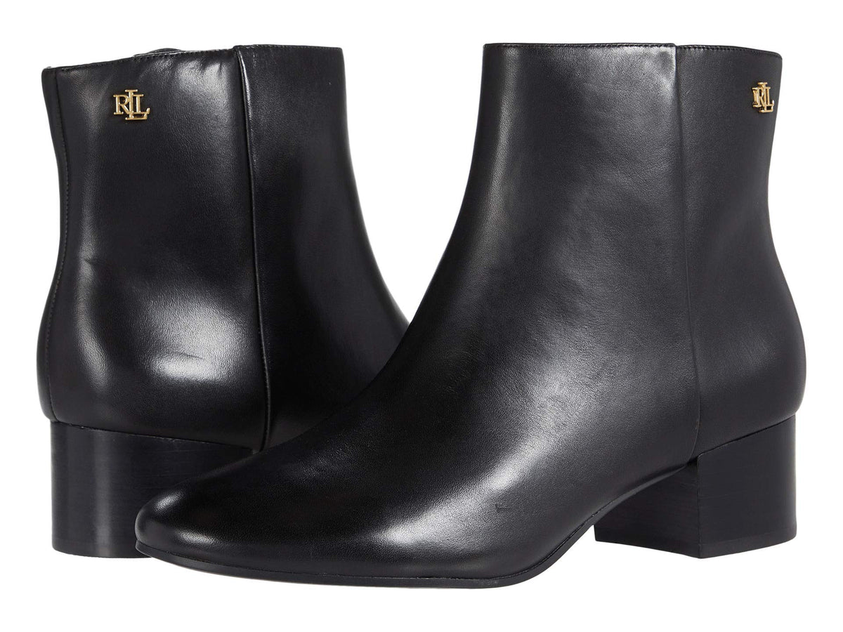Lauren Ralph Lauren Womens Welford II Leather Ankle Boots Black 11 Medium (B,M)