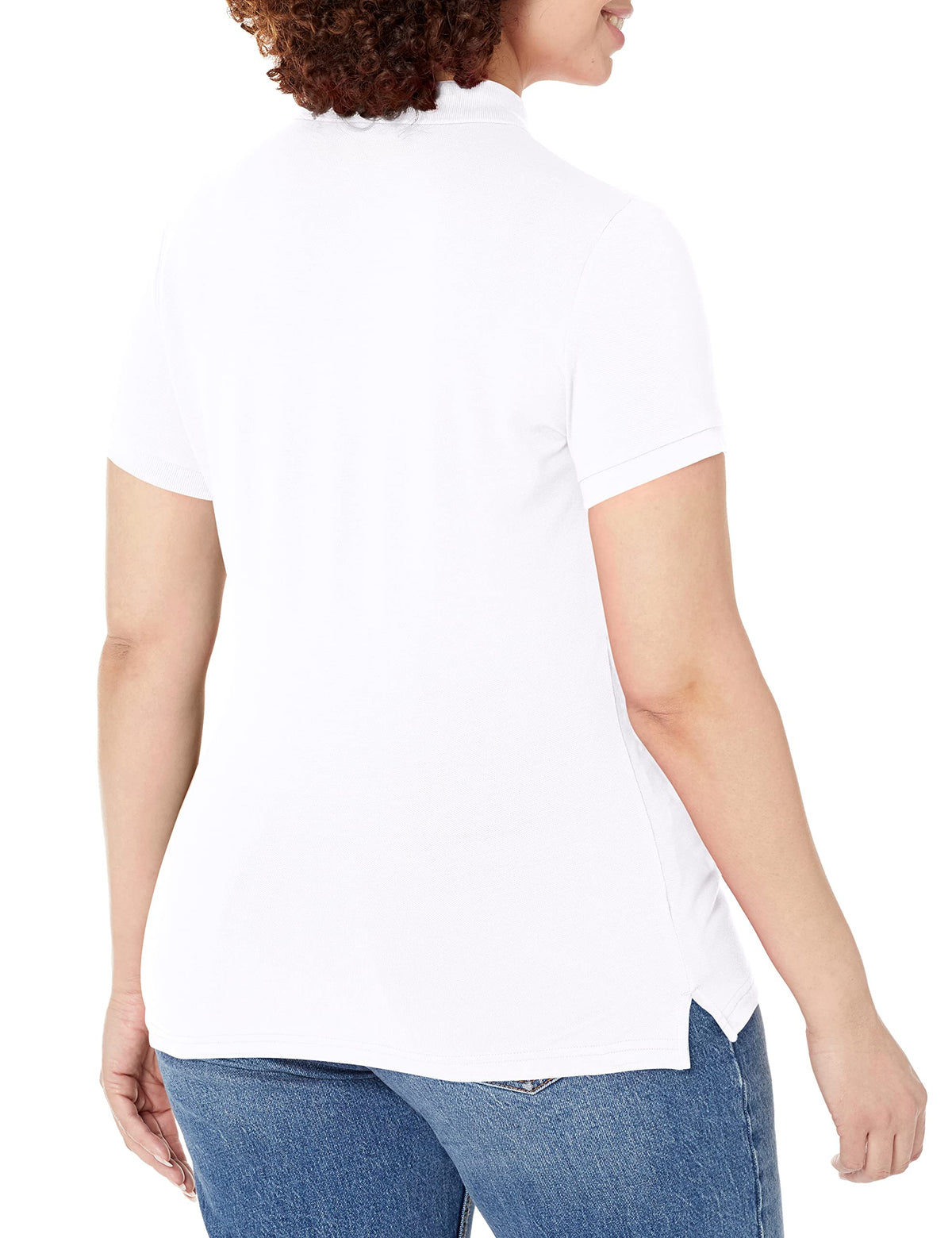 Nautica Women's 5-Button Short Sleeve Breathable 96% cotton 4% spandex Polo Shirt, Bright White, Small