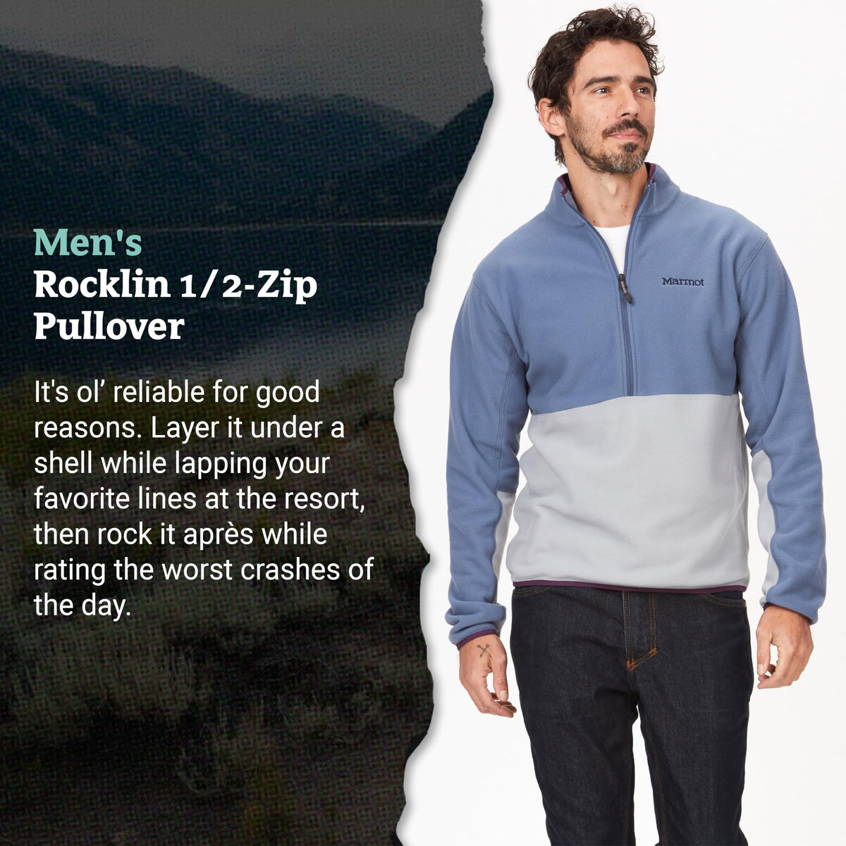 MARMOT Men's Rocklin 1/2 Zip Jacket - Classic, Warm, Lightweight 100-Weight Fleece Layer Large Storm/Sleet