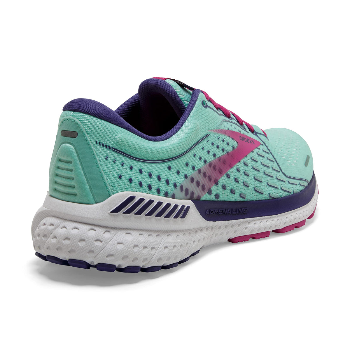 Brooks Women's Adrenaline GTS 21 Supportive Running Shoe - Yucca/Navy Blue/Fuchsia - 6 Medium