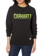 Carhartt womens Midweight Relaxed Fit Graphic Crew Neck Sweatshirt Sweater, Black, Small US