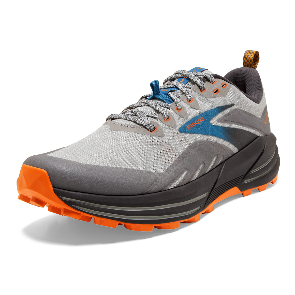 Brooks Men's Cascadia 16 Trail Running Shoe - Oyster Mushroom/Alloy/Orange - 15 Medium