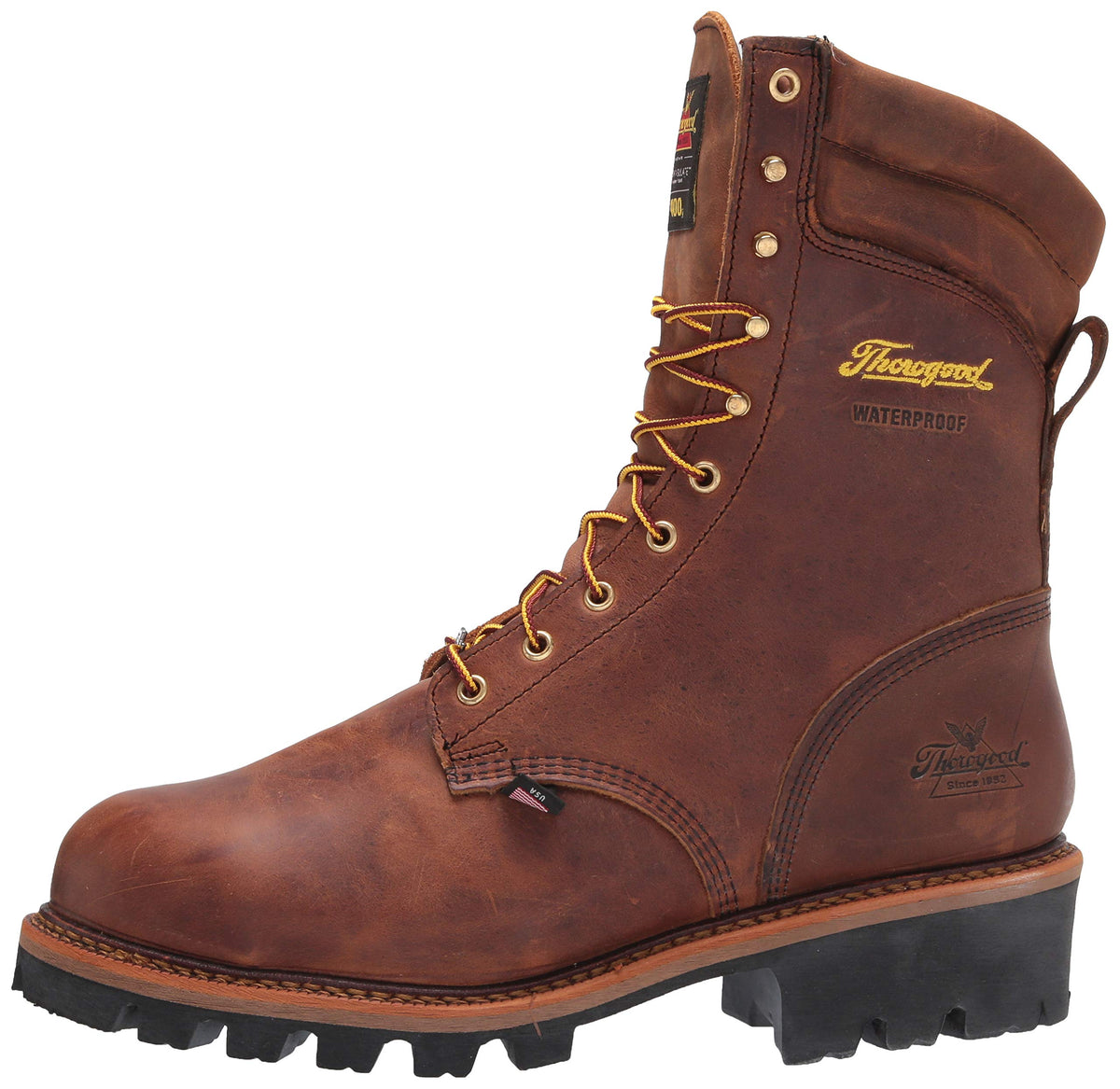 Thorogood Logger Series 9” Waterproof Insulated Steel Toe Work Boots for Men - Premium Leather with 400g Thinsulate and Vibram Slip-Resistant Heel Outsole, Trail Crazyhorse - 9.5 M US