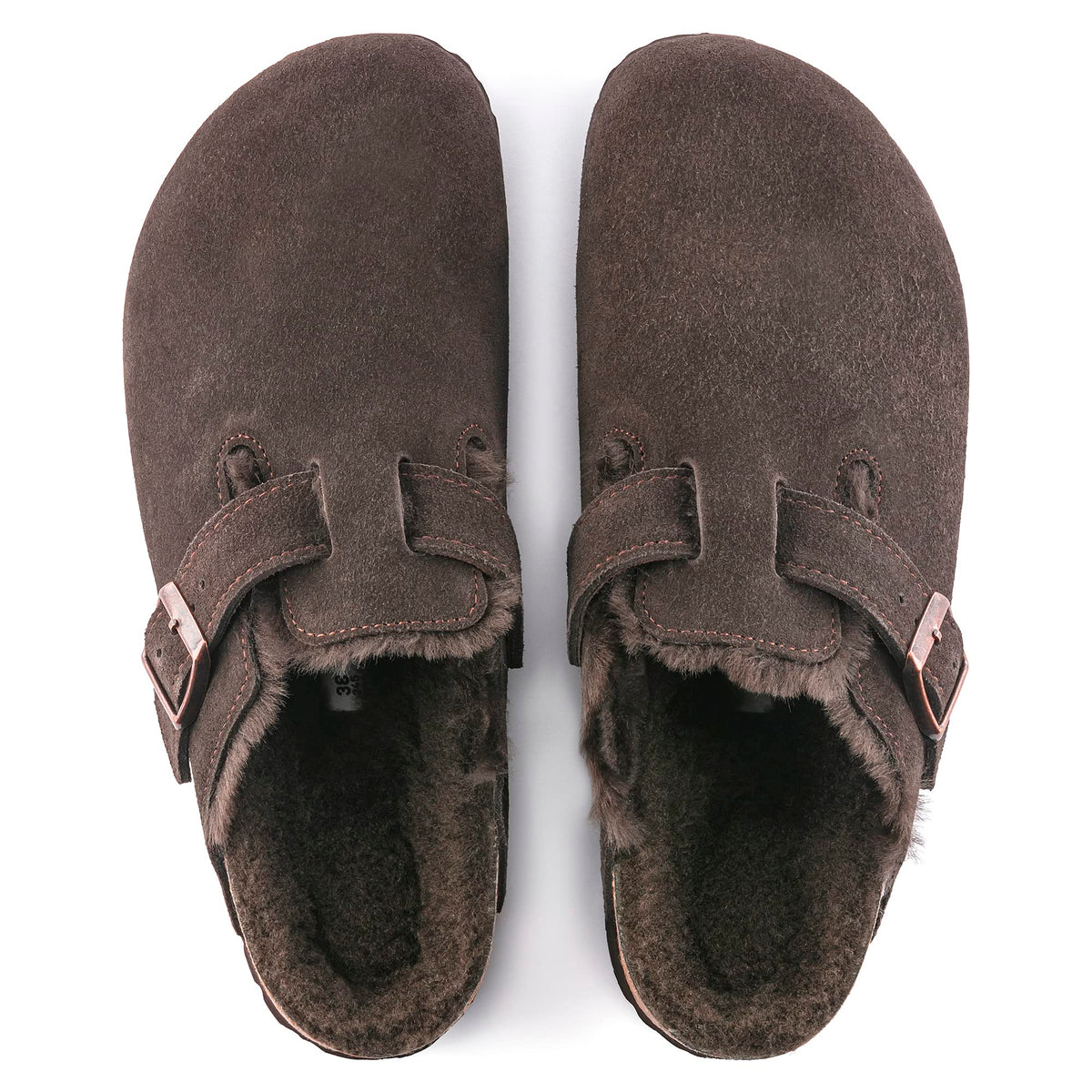 Birkenstock Boston Shearling Suede Leather Clogs M Mocha