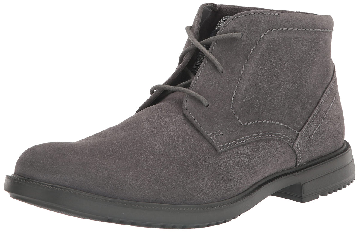Rockport Men's Berenger Plain Toe Chukka Boot, Steel Grey Suede, 8.5