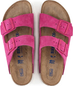 Birkenstock Unisex's Arizona Soft Suede Footbed, Fuchsia Tulip, 7 Narrow