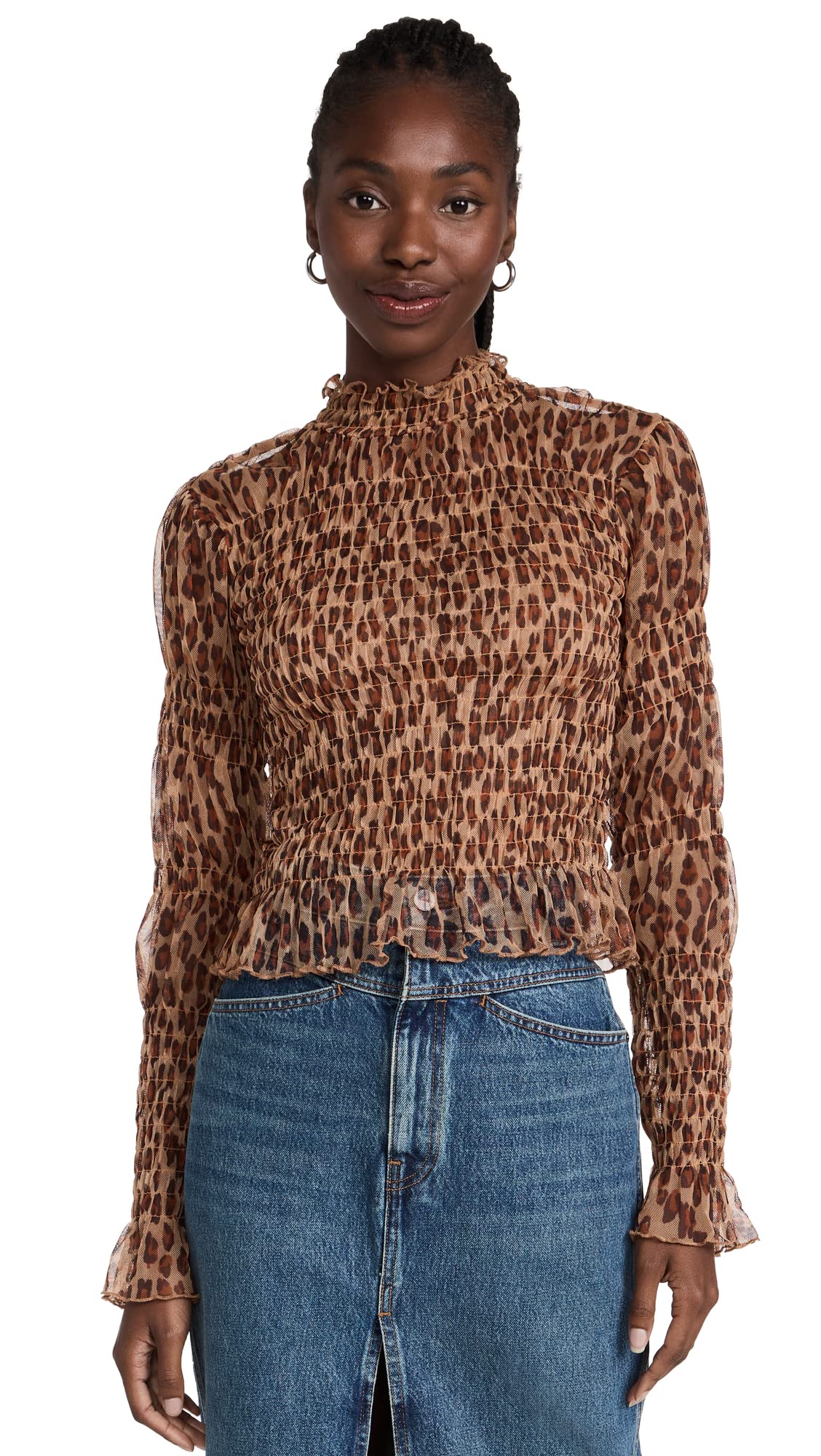 Free People Women's Hello There Top X-Small Leopard Combo