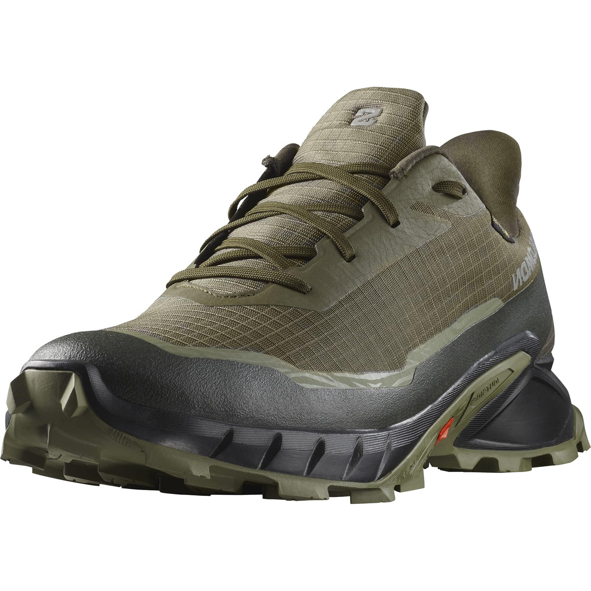 Salomon Men’s Alphacross 5 Gore-Tex, Waterproof Trail Running Shoes - Olive Night/Black/Deep Lichen Green - 13.5