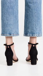 Stuart Weitzman Women's 75mm Nudist Curve Block Sandals, Black, 9.5 Medium US