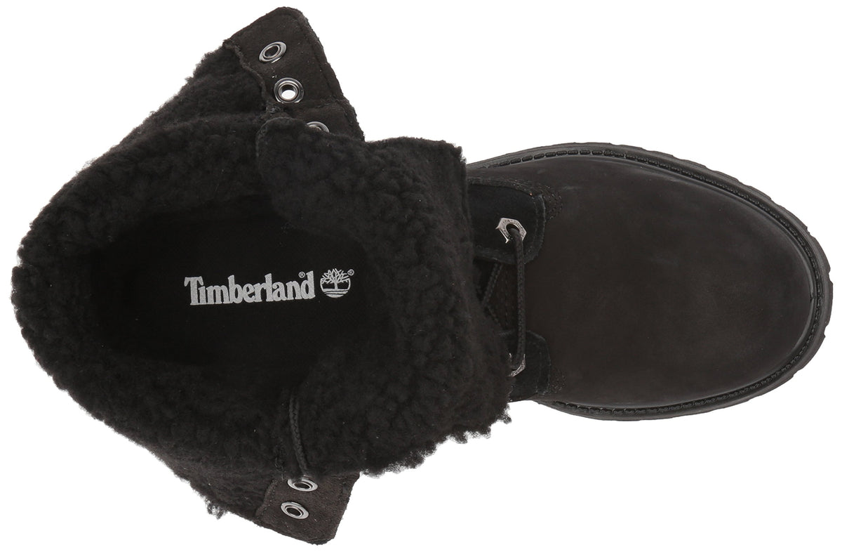 Timberland Women's Authentics Teddy Fleece Waterproof Fold-Down Nubuck Boot 10 Black
