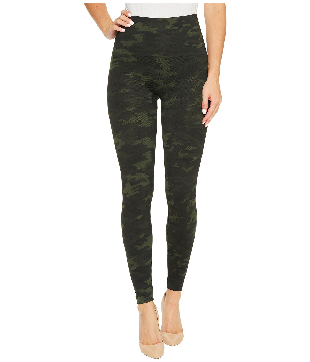 Spanx Look At Me Now Seamless Leggings Green Camo 1X