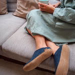 GLERUPS Slip On Slippers Women and Men with Rubber Sole | Unisex Slip-on Wool Slipper Shoes Women Men | Comfy Outdoor Indoor Slippers 7.5-8 Women/7.5-8 Men Blue