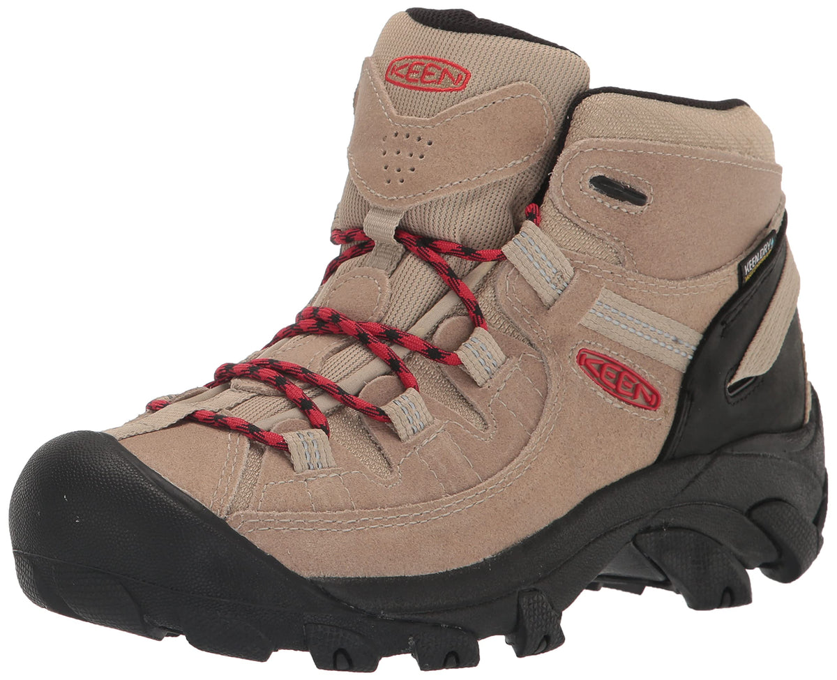 KEEN Men's Targhee 2 Mid Height Waterproof Hiking Boots, Safari/Red Carpet, 14