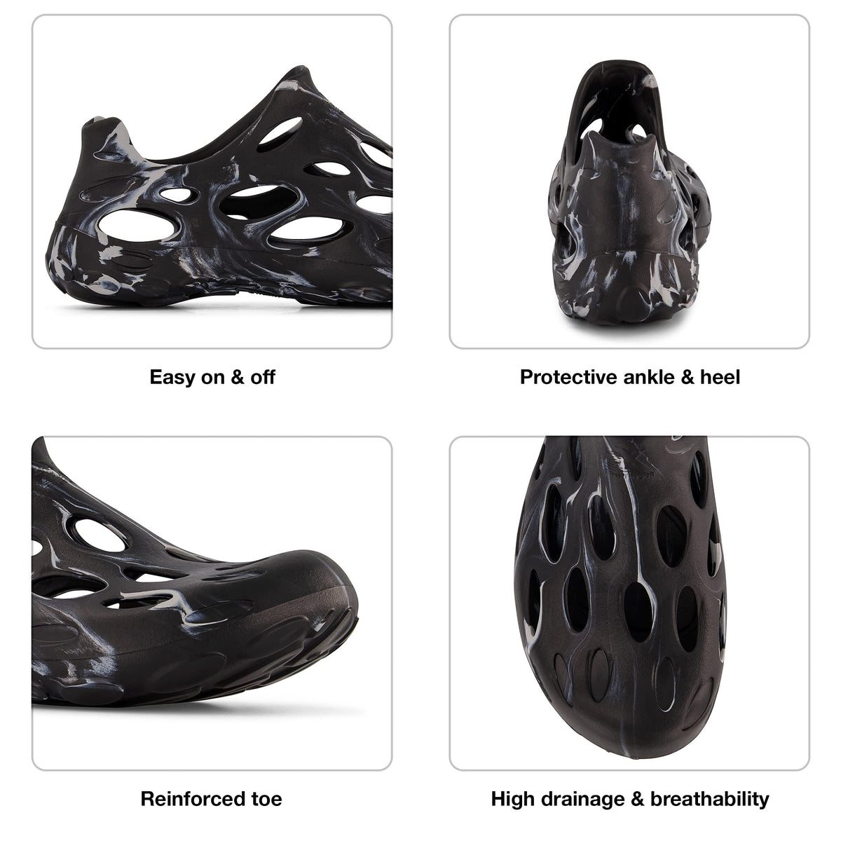 ZeroXposur Mens Aqua Moc for Swim, Beach, and River - Black Water Shoes for Men Using Algae-Based EVA (Black Swirl, Mens 11)