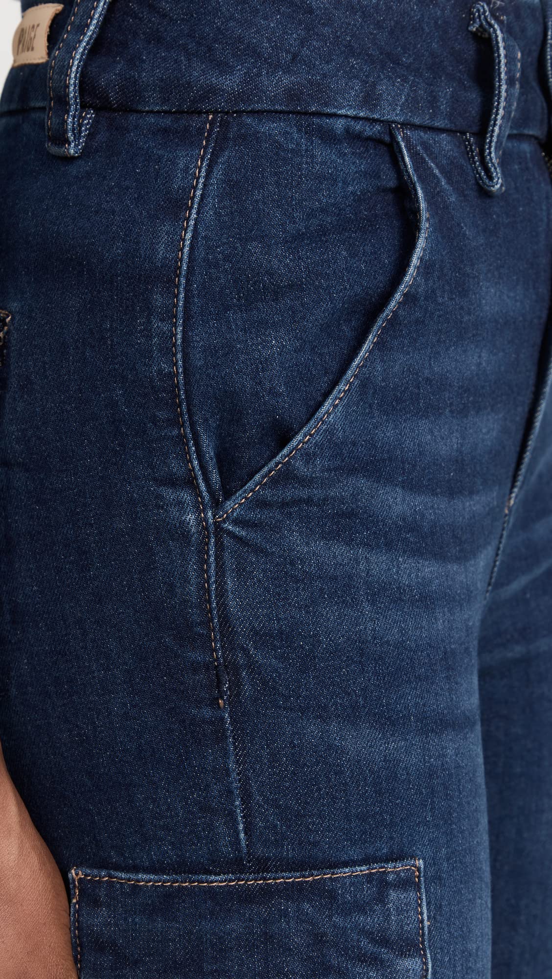 PAIGE Women's Dion 32" Jeans with Cargo Pockets, Gracie Lou, Blue, 30